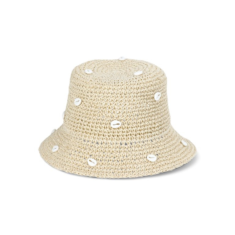 Time and Tru Paper Bucket with Seashells, Handmade, One Size, Light Tan | Walmart (US)