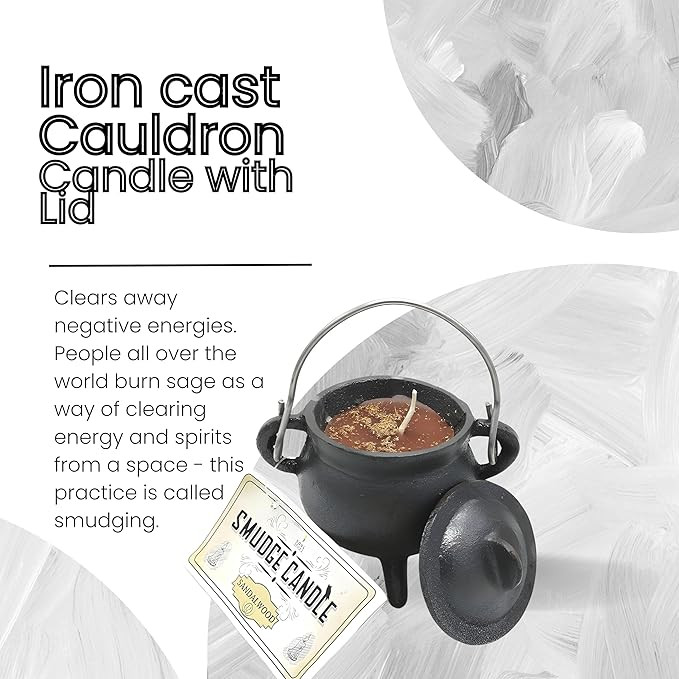 Reusable 4" Cast Iron Cauldron Candle with Lid and Hanging Handle for Spell Casting, Smudging, Ri... | Amazon (US)