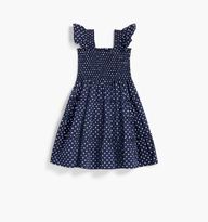 The Tiny Ellie Nap Dress - Navy Polka Dot Cotton Sateen | Hill House Home