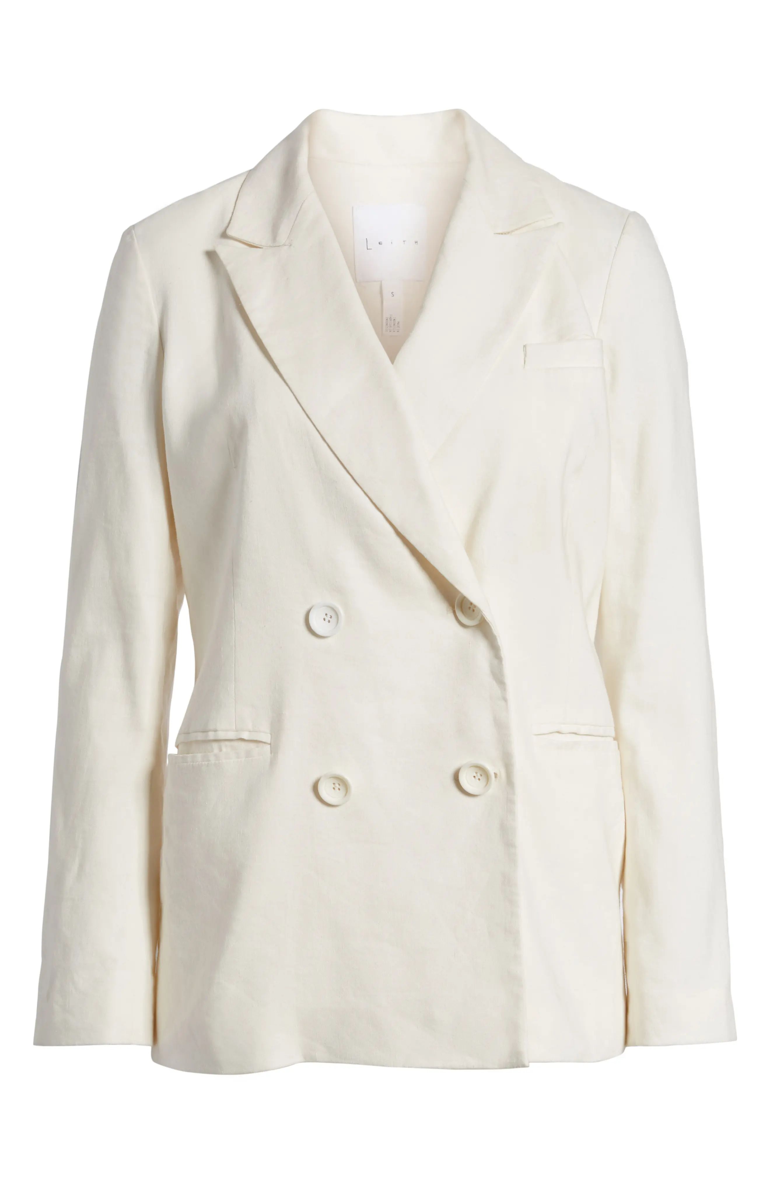 Double Breasted Linen Blend Blazer | Nordstrom