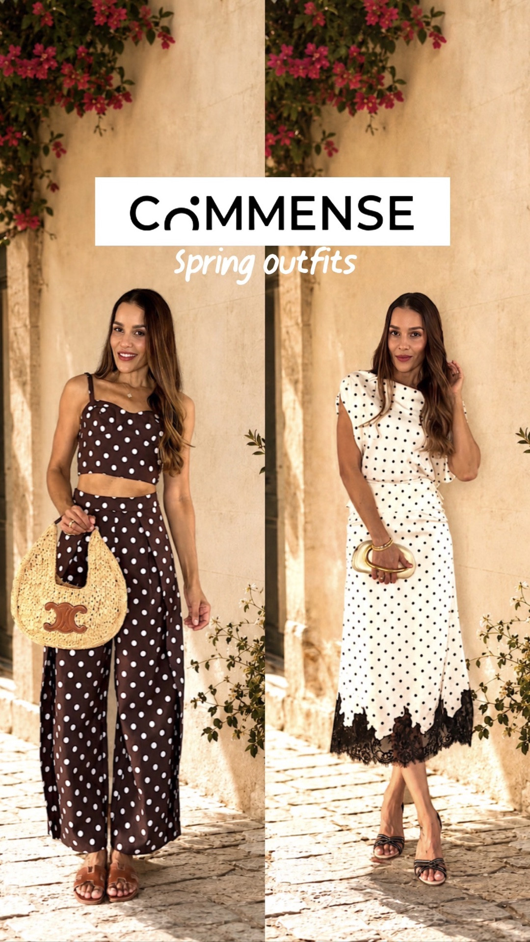 The chicest polka dot pieces for summer 🤍Feminine, effortless, and so flattering. These look way more expensive than they are. I’m wearing size XS both sets for reference 

polka dot outfit | polka dot dress outfit | matching set outfit | European summer style | feminine summer outfit | chic vacation outfit | elegant summer dress | brown matching set | timeless feminine style | classy summer outfit | women over 40 fashion | effortless chic outfit | vacation dinner outfit | elevated summer style | romantic summer fashion | neutral summer outfit | stylish vacation looks | Euro summer outfit inspiration