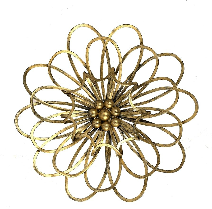 Remenna Metal Wall Art-Metal Flowers Wall Decor Gold Wall Decorations for Bedroom Bathroom Living... | Amazon (US)