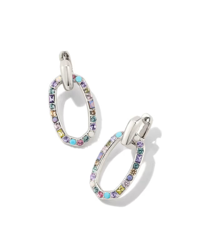 Devin Convertible Silver Crystal Link Earrings in Pastel Mix | Kendra Scott