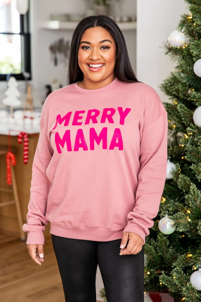 Merry Mama Mauve Graphic Sweatshirt | Pink Lily