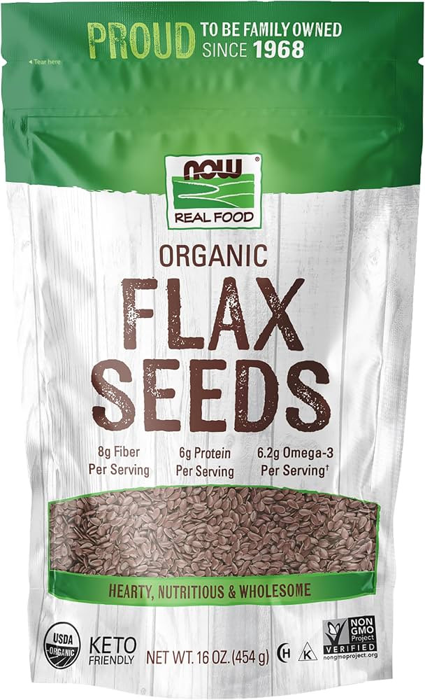 NOW Foods, Organic Flax Seeds, Source of Essential Fatty Acids and Fiber, Certified Non-GMO, Kosh... | Amazon (US)