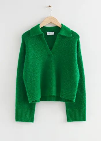 Collared Boxy Knit Sweater - Green - Sweaters - & Other Stories US | & Other Stories US