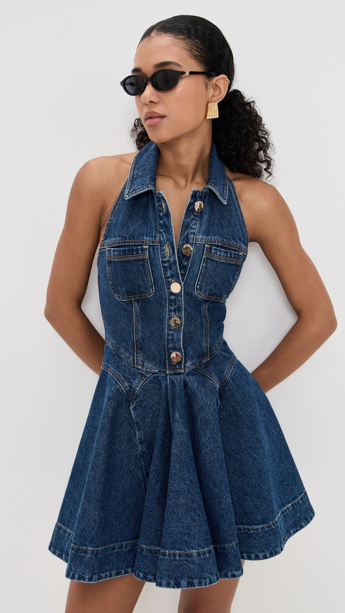 Denim Sleeveless Flared Mini Dress | Shopbop