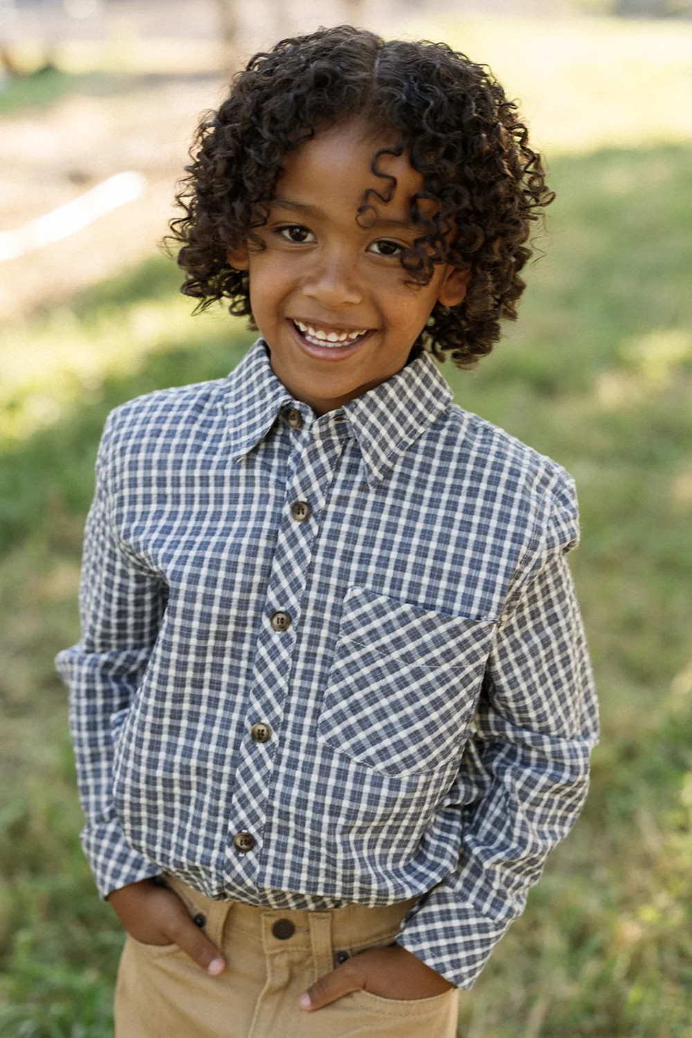 Boys John Shirt in Prussian Blue Plaid | Ivy City Co