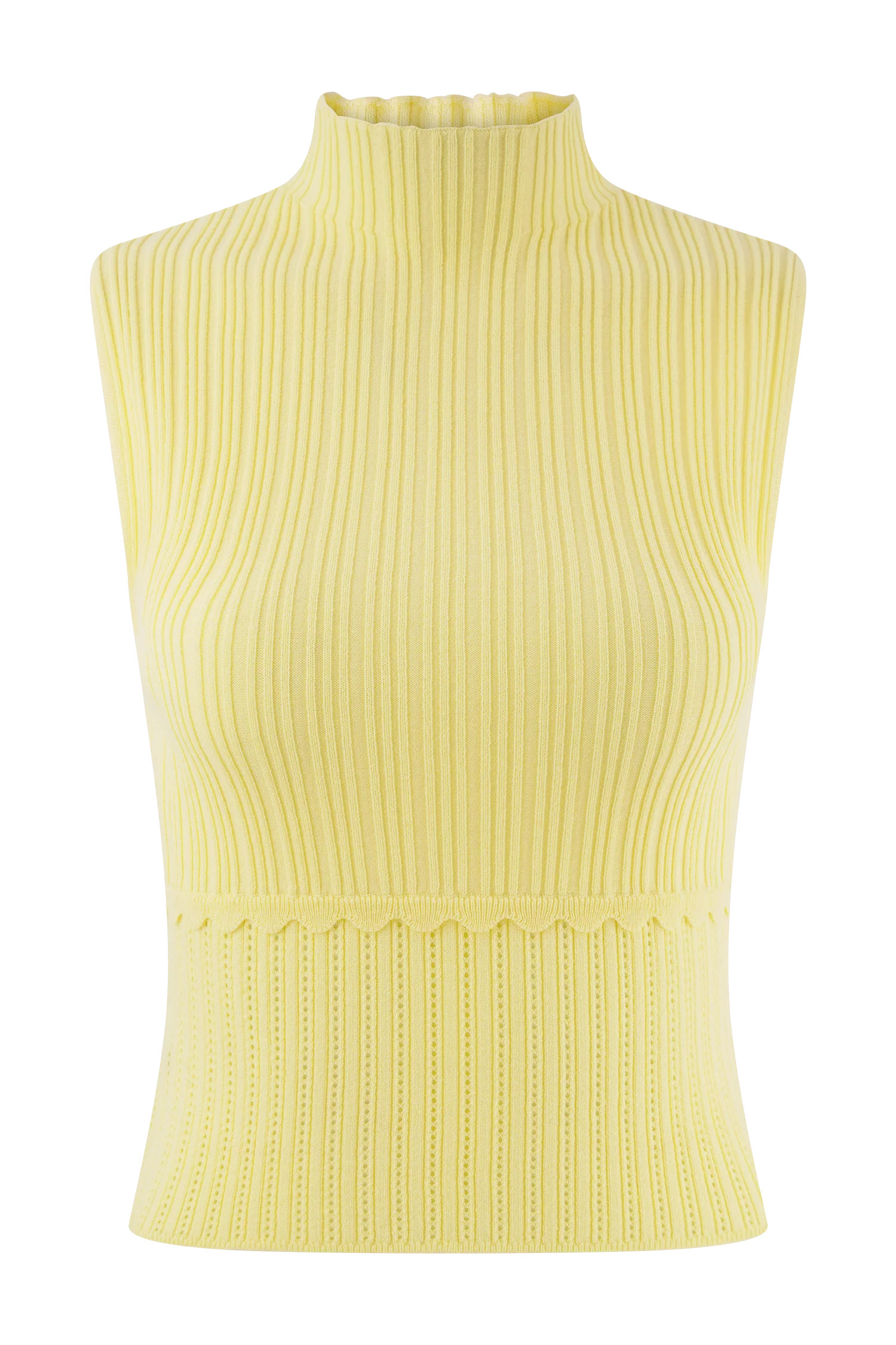 Indy Pointelle Knit Top - Lemon | MESHKI US