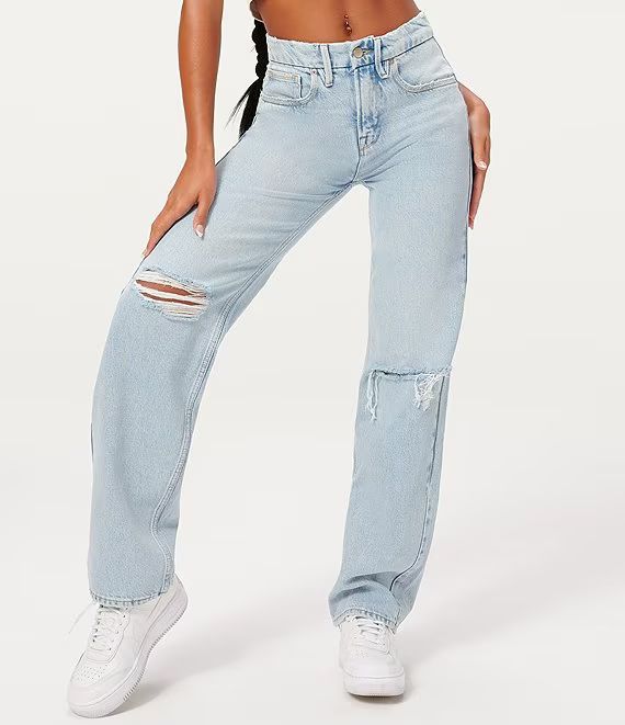 Good 90's High Rise Straight Leg Distressed Denim Jeans | Dillard's