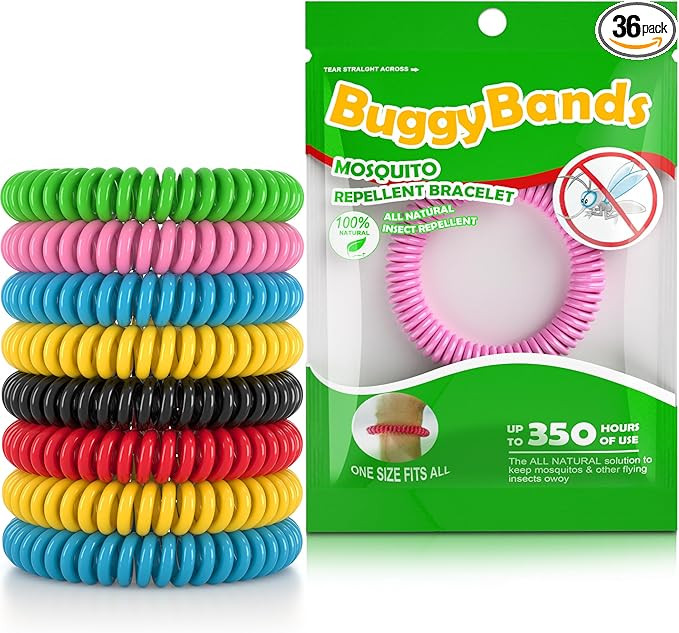 Mosquito Bracelets, 36 Pack Individually Wrapped Wristbands, DEET Free, Natural and Waterproof Ba... | Amazon (US)