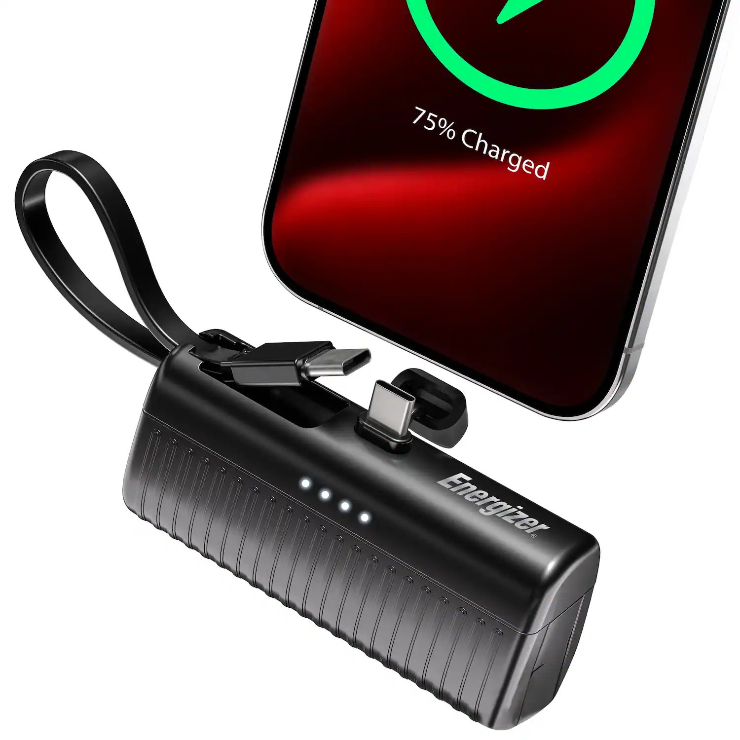 Energizer - 2-in-1 Portable Power Bank, 5000mAh, Built-in Type-C Connector & Kickstand - Black | Best Buy U.S.