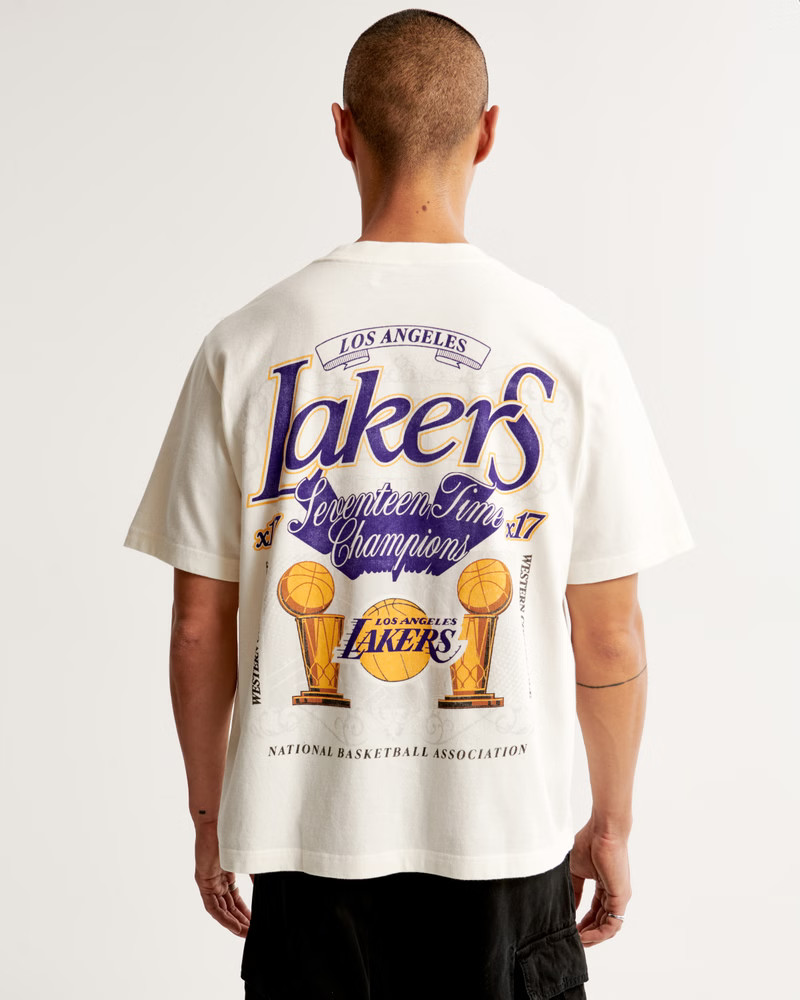 Men's Los Angeles Lakers Vintage-Inspired Graphic Tee | Men's Tops | Abercrombie.com | Abercrombie & Fitch (US)