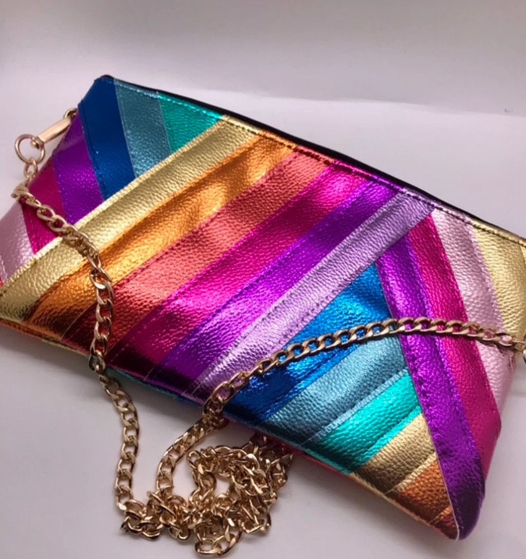 Metallic Rainbow Stripe Bag. Your Choice of Size and Style - Etsy | Etsy (US)