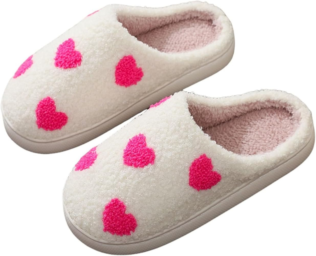 Amazon.com | LNERIP Womens Mens Love Heart Slippers Memory Foam Warm Embroidery Print House Shoes... | Amazon (US)