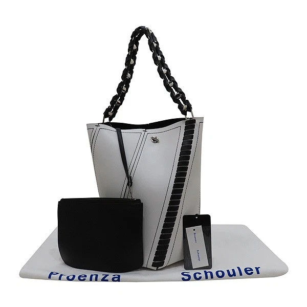 PROENZA SCHOULER H00429 C169P8092 WHITE AND BLACK LEATHER MEDIUM HEX BUCKET SHOU | eBay US