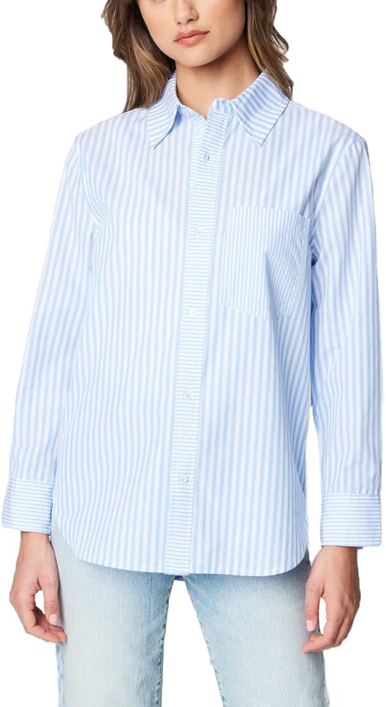 [BLANKNYC] Womens Luxury Clothing Oversized Stripe Collared Shirt, Comfortable & Stylish | Amazon (US)