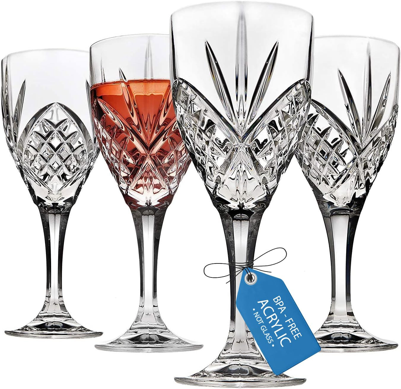 Godinger Wine Glasses Goblets, Shatterproof and Reusable Acrylic - Dublin Collection, Set of 4 | Amazon (US)