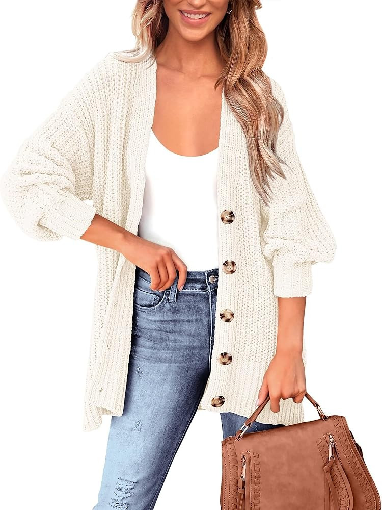 Women's Fall and Winter Buttoned Cardigan Long Sleeve Casual Fashion Loose Thick Knitted Cardigan... | Amazon (US)