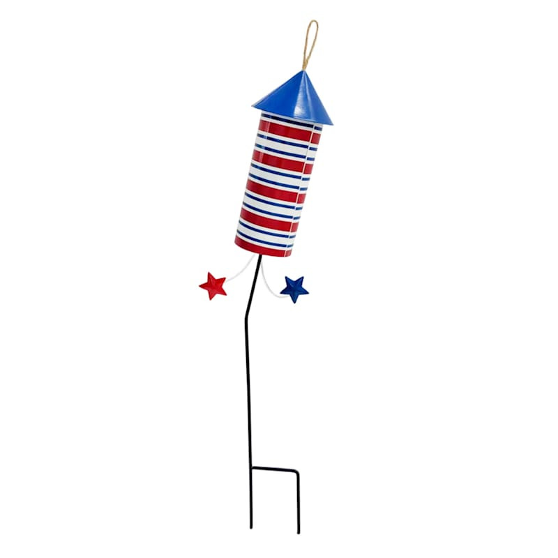 Patriotic Striped Firecracker Yard Stake, 21" | At Home