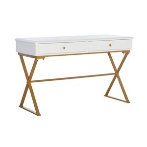 Riverbay Furniture Two Drawer Metal Desk in White | Homesquare