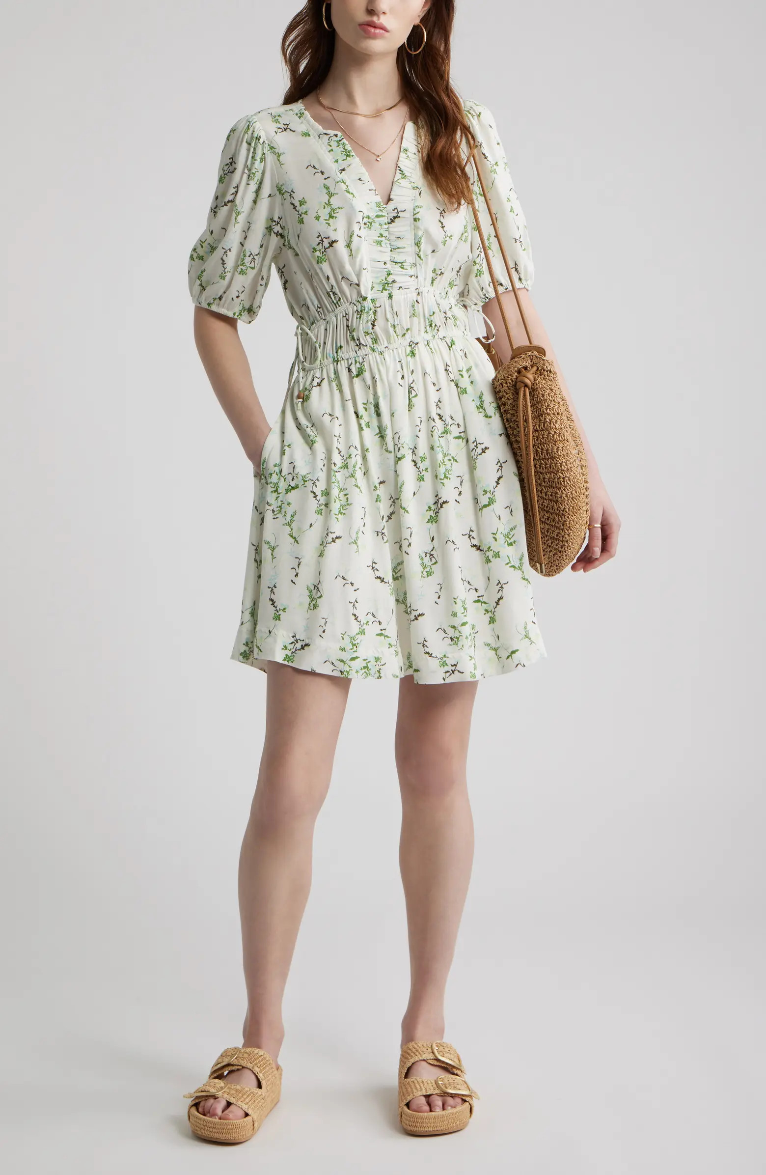 Print Puff Sleeve Minidress | Nordstrom
