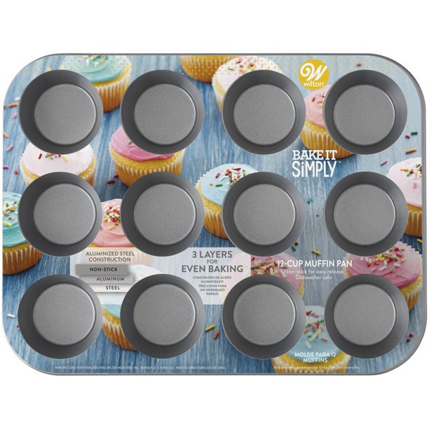 Wilton Bake It Simply Non-Stick Cupcake Pan, 12-Cup | Walmart (US)