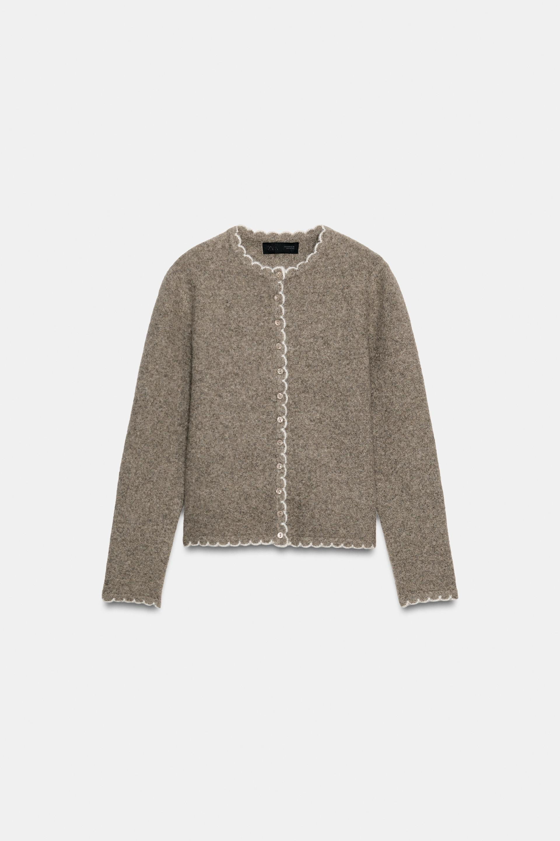 Zara - Cardingan Contrast Trims - Anthracite Grey - M - Woman | Zara UK
