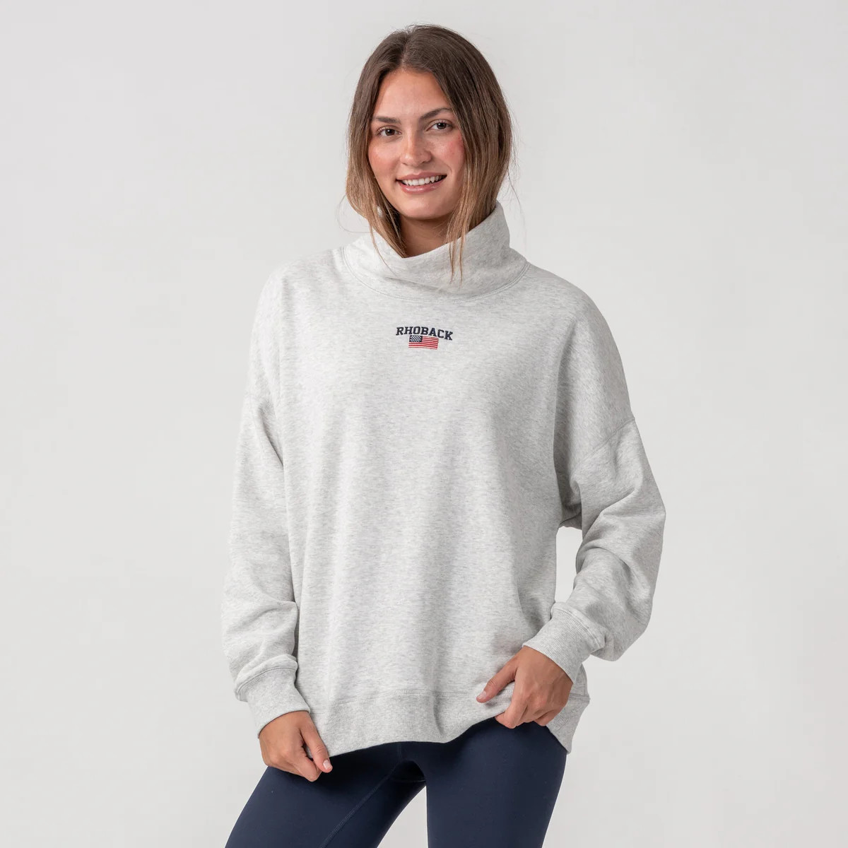 Bedford Oversized Mockneck - Heather - Ivory - USA | Rhoback | RHOBACK