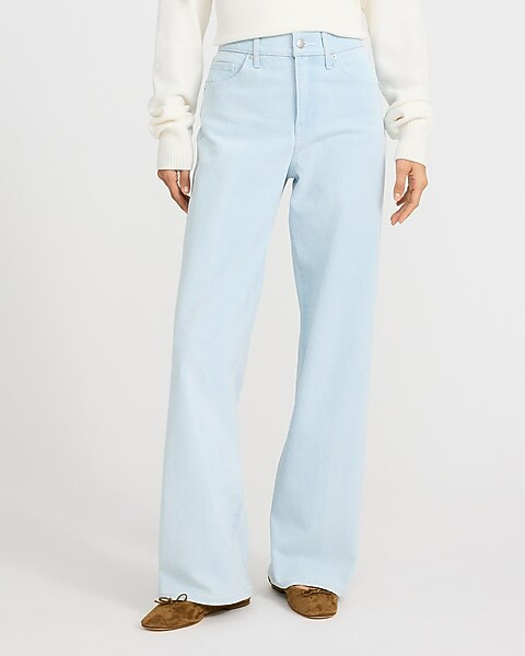 High Waisted Light Wash Wide Leg Jeans | Express