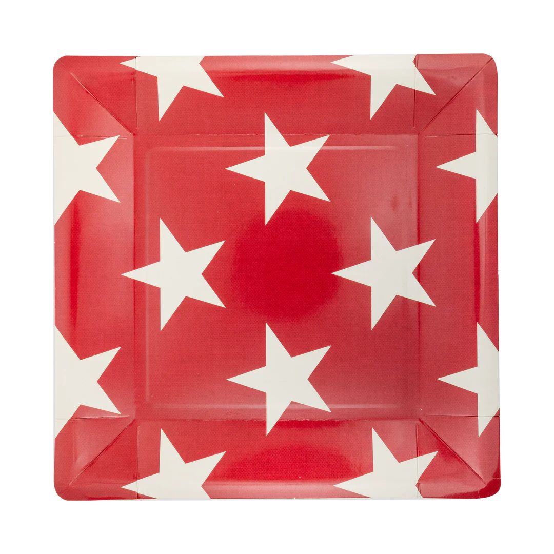 Hamptons Square Red Star Paper Plate | My Mind's Eye