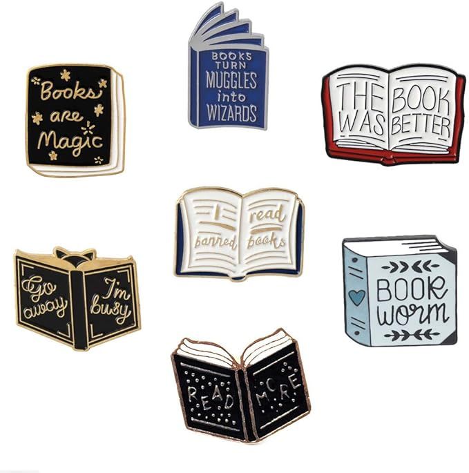 7pcs Cartoon Books Enamel Pin Magic Book Badge Cute Collar Brooch Backpack Lapel Pin Learning Gif... | Amazon (US)