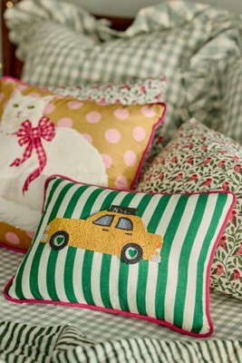 City Icon Embroidered Cotton Pillow | Anthropologie (US)