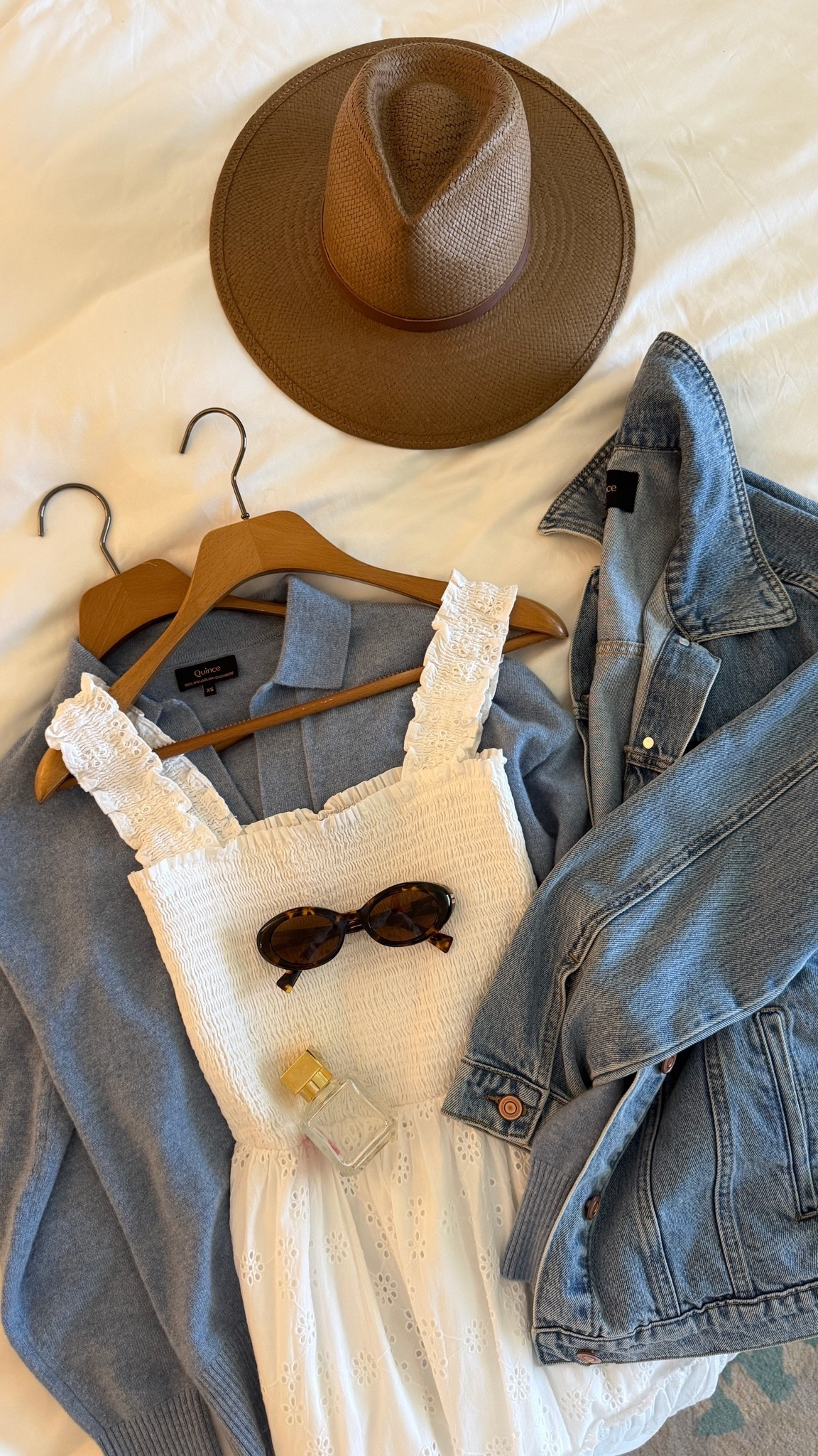 the summer staples I wear on rotation! Organic cotton, check! Lightweight cashmere, check! Size xs on dress and sweater and small on oversized jacket 
@Quince

#LTKootd #LTKSeasonal #LTKgrwm