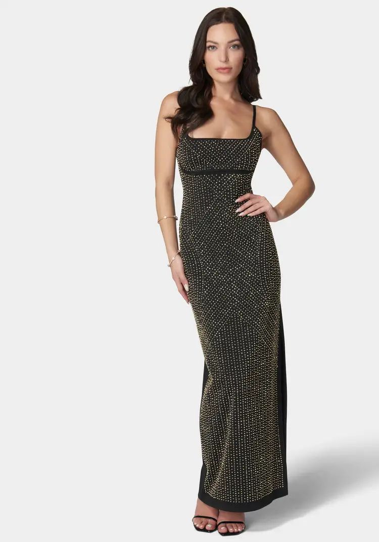 3D Square Neck Gown | Bebe