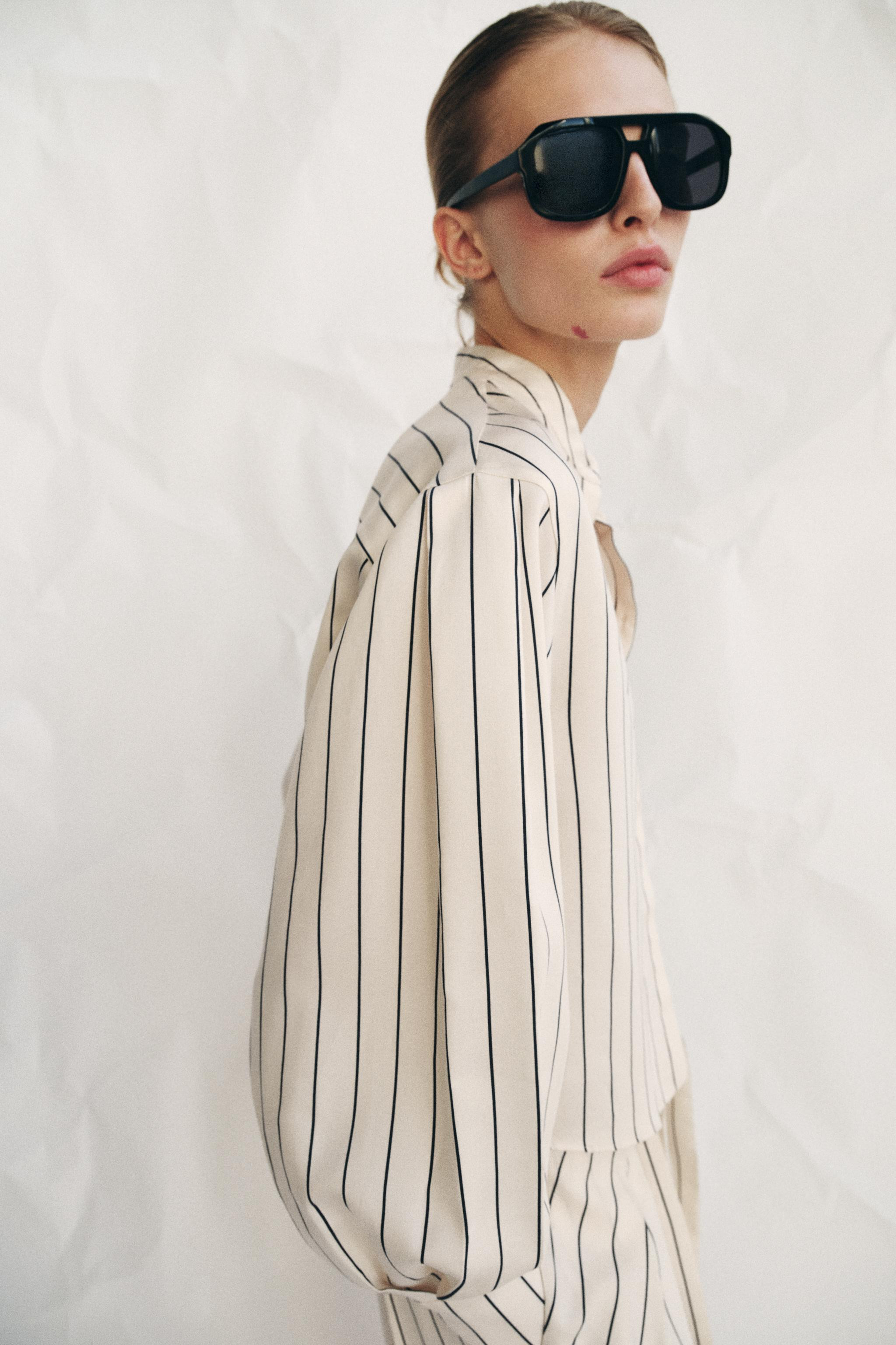 ZW COLLECTION STRIPED VOLUMINOUS SLEEVE SHIRT | Zara US