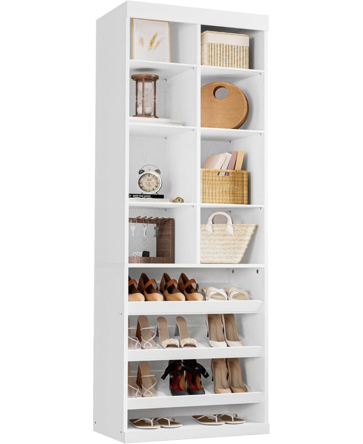 Ironck Closet Shoe Organizer Cabinet with Shelves and Cubbies, White | Macy's
