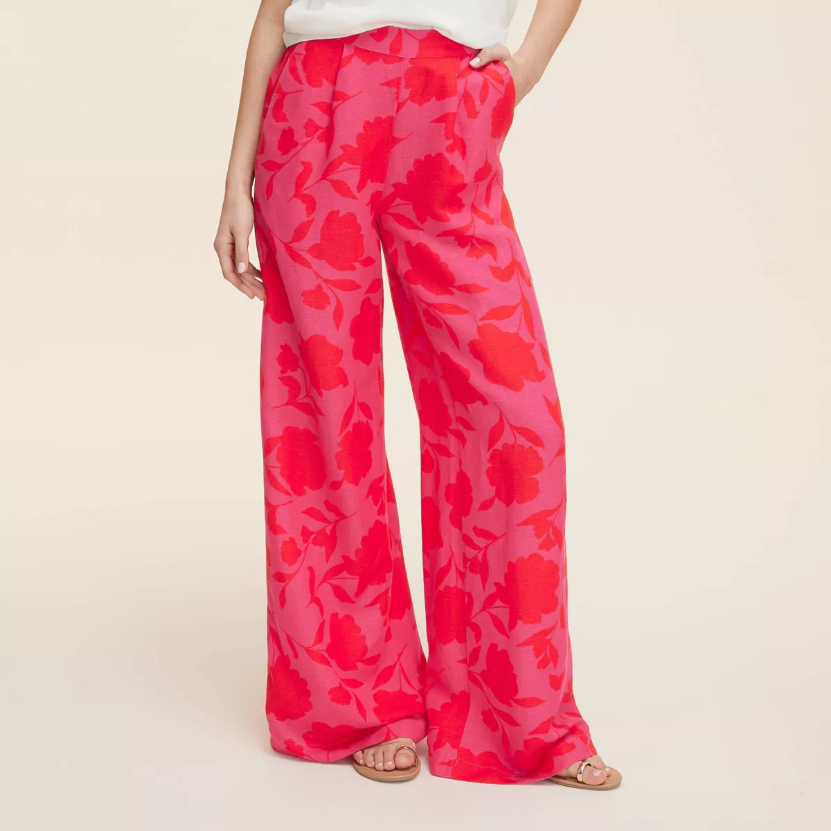 Women's Classic Rose High-Rise Linen Trousers - kate spade new york x Target Pink/Red | Target
