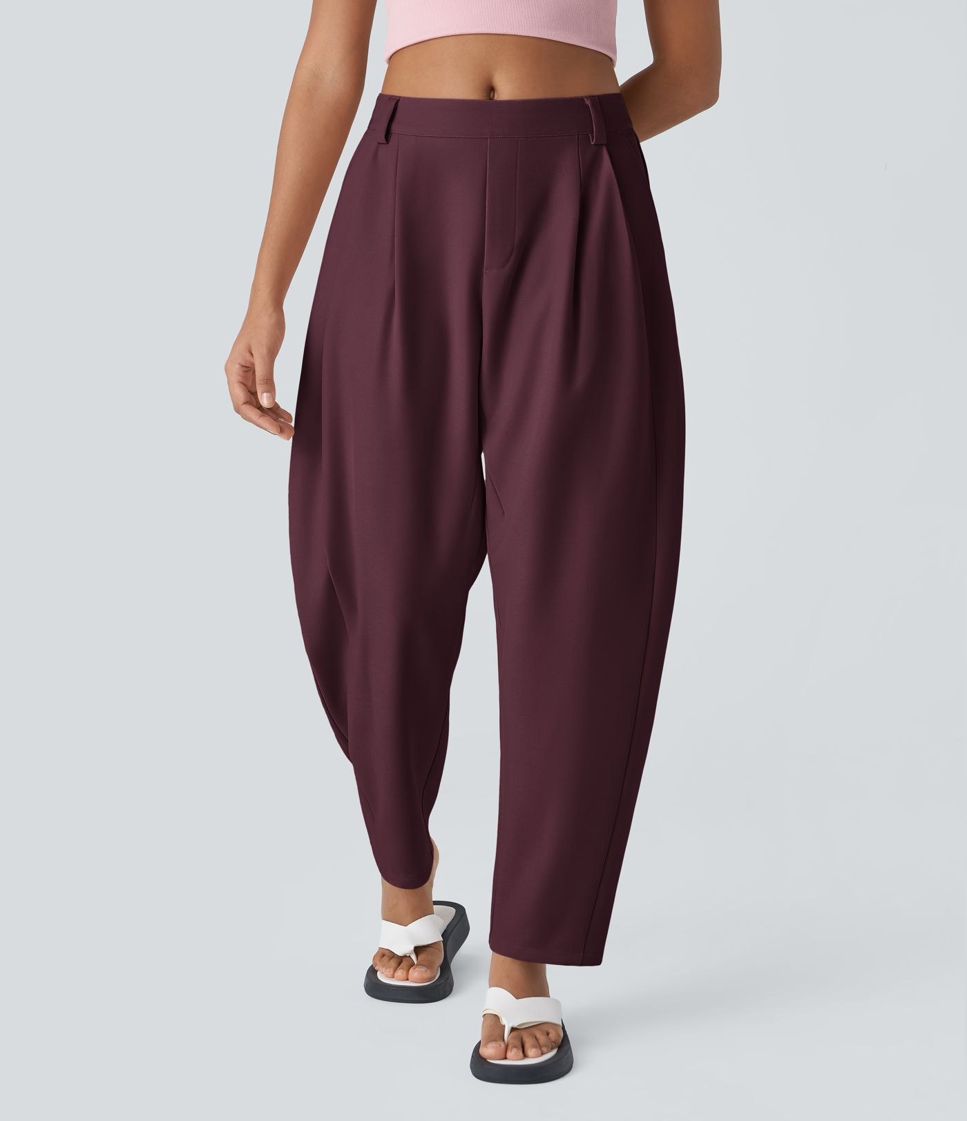 Women’s Halara Flex™ Mid Rise Pocket Barrel Leg Work Pants - Halara | HALARA