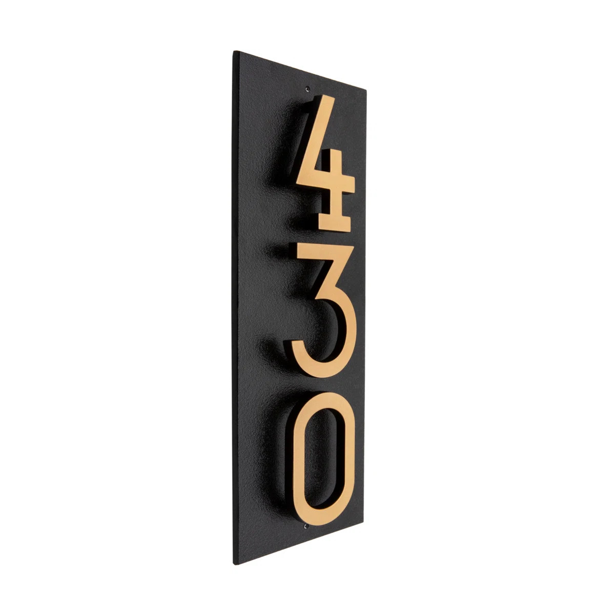 Floating 3-Number Vertical Sign, Black /w/ Black / Gold Modern Font Numbers | Wayfair North America