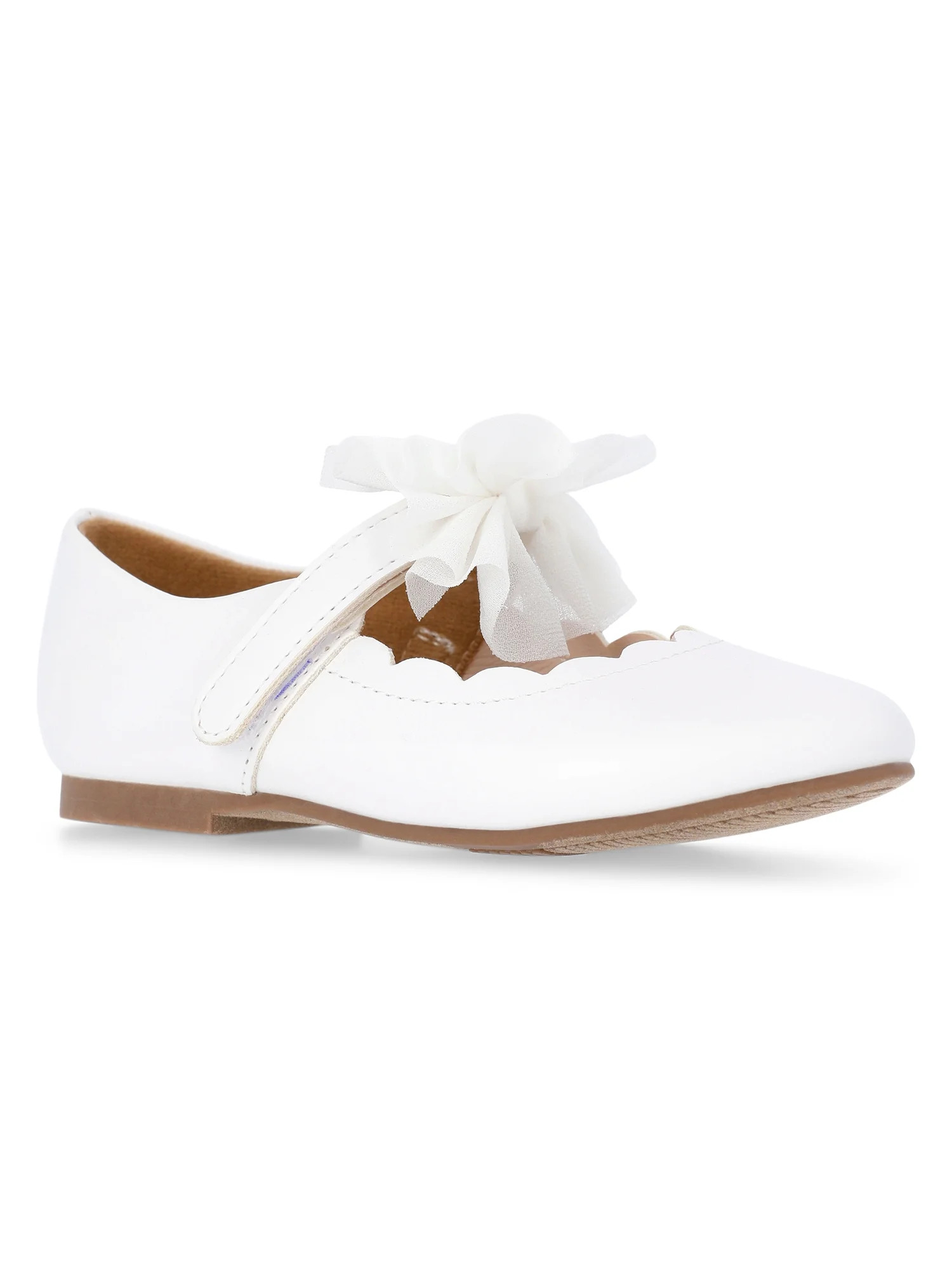 Wonder Nation Baby and Toddler Girls Tulle Bow Flats | Walmart (US)