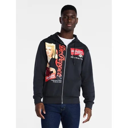Dr Pepper Men's and Big Men's Zip Hoodie, Sizes XS-3XL | Walmart (US)