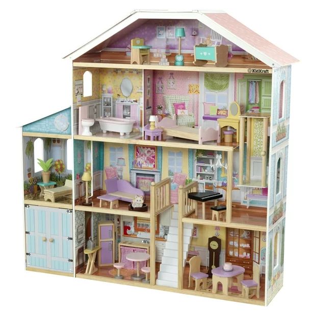 KidKraft Grand View Mansion Dollhouse with EZ Kraft Assembly™, Elevator and 34 Accessories - Wa... | Walmart (US)