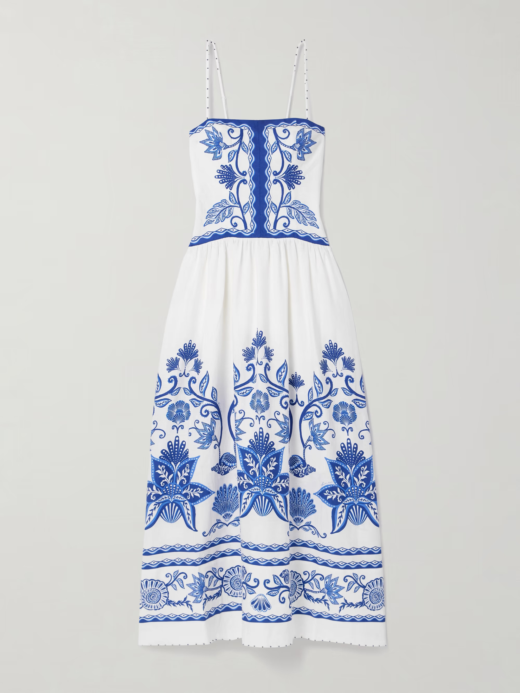 Bead-embellished printed linen-blend midi dress | NET-A-PORTER APAC
