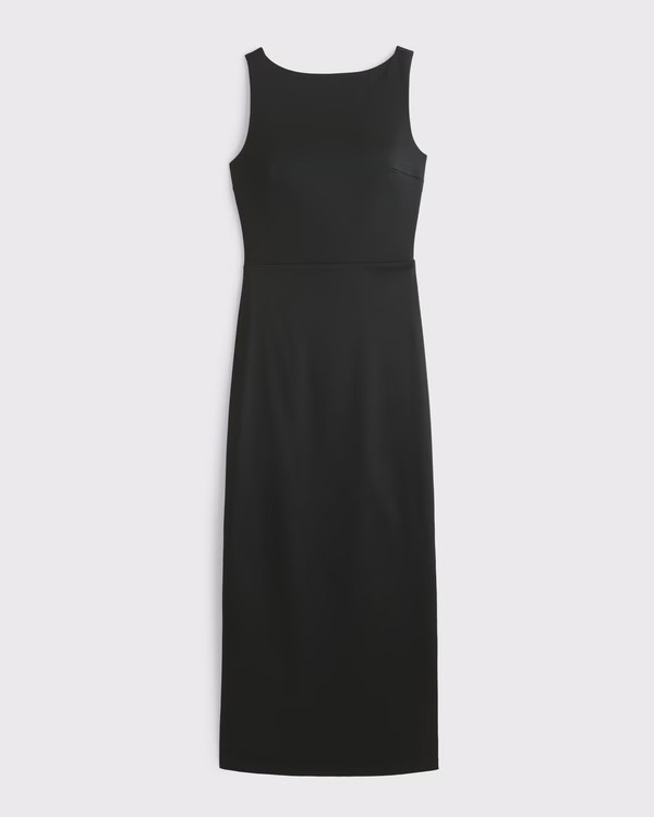 Women's High-Neck Satin Sculpt Midi Dress | Women's Dresses & Jumpsuits | Abercrombie.com | Abercrombie & Fitch (US)