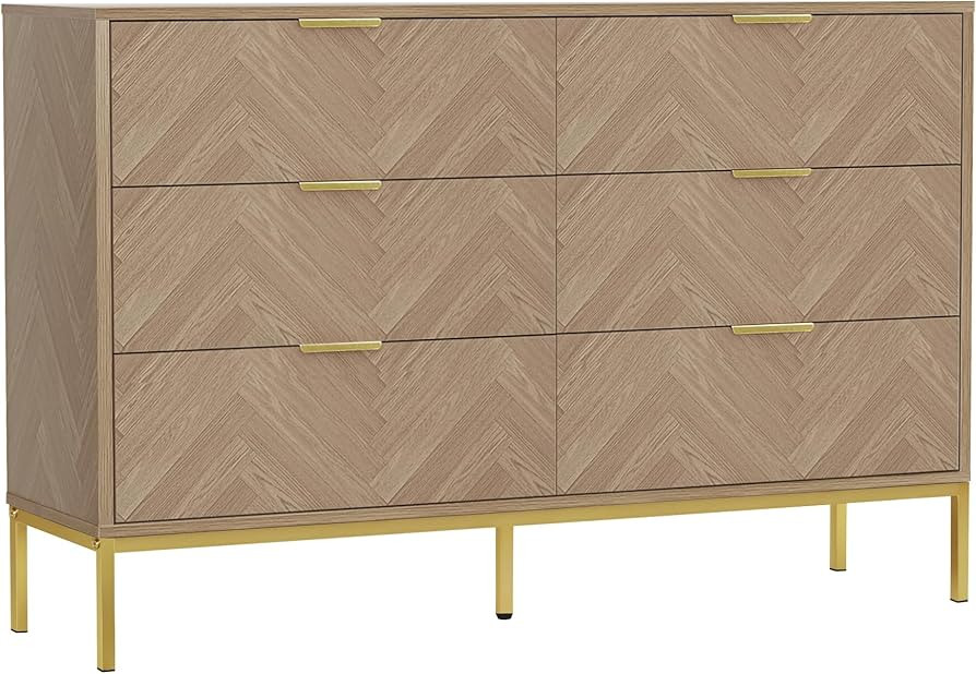 Anmytek 6 Drawer Double Dresser for Bedroom, Modern Wood Chest of Drawers 6 Drawer Storage Dresse... | Amazon (US)