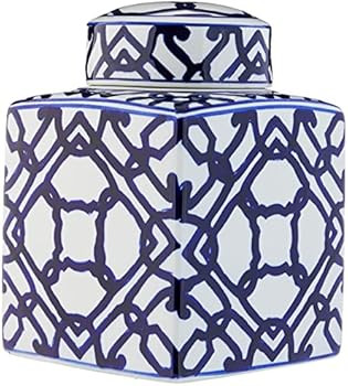 Creative Co-Op Blue & White Ceramic Ginger Jar with Lid : Everything Else | Amazon (US)
