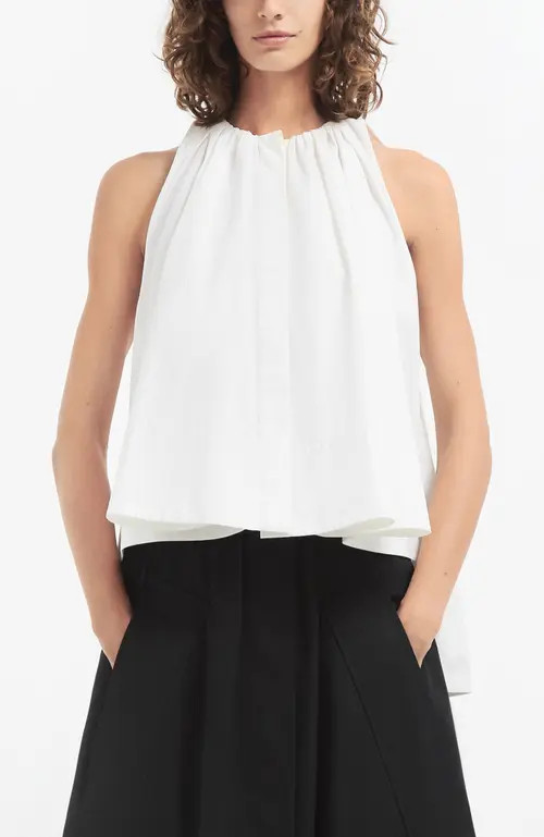 Gathered Tunic Shirt in Cotton Sateen in White at Nordstrom, Size Small | Nordstrom