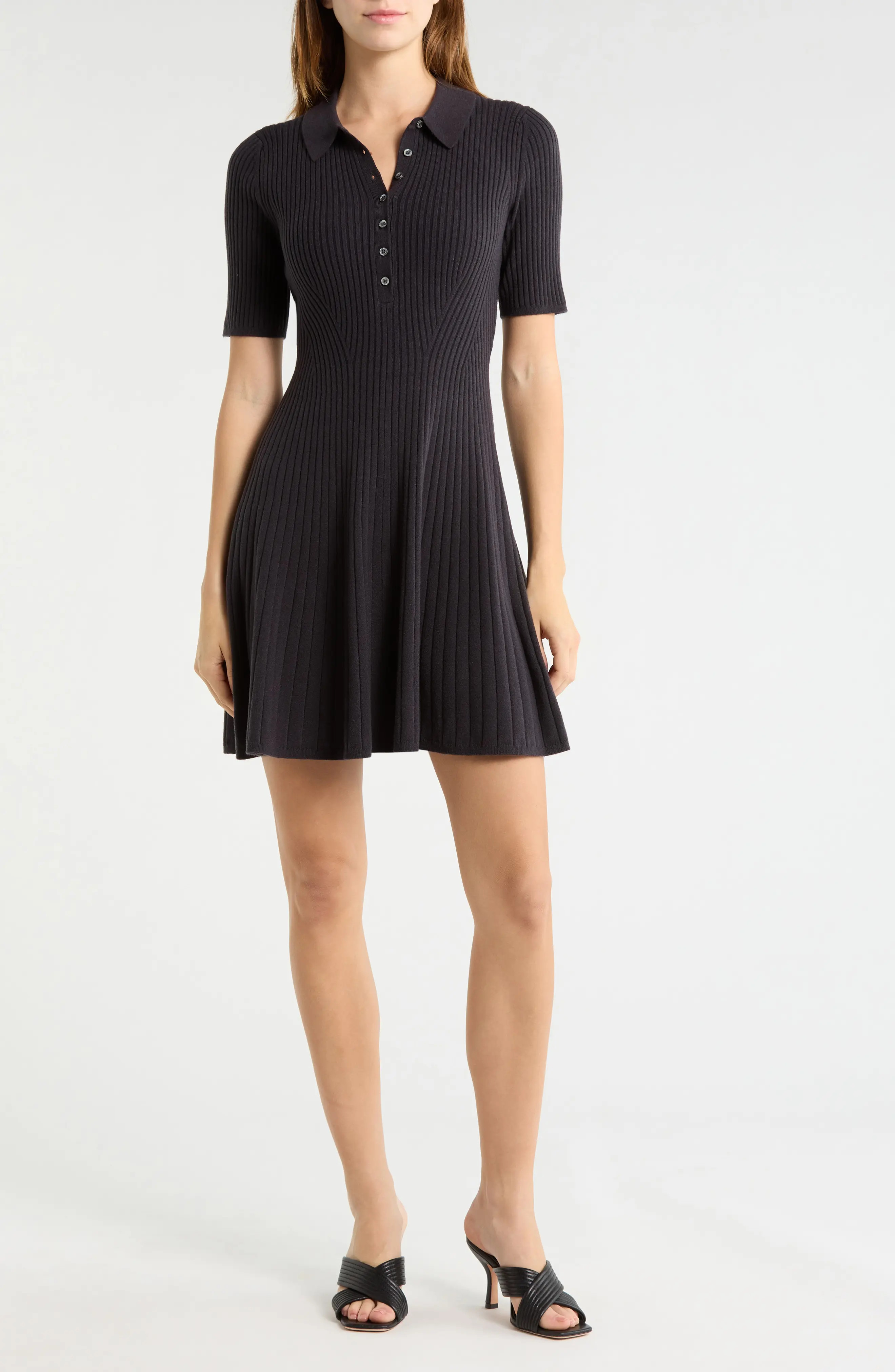 PAIGE Olie Rib Dress in Midnight at Nordstrom, Size X-Small | Nordstrom