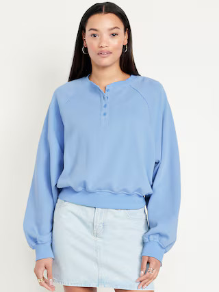 SoComfy Oversized Button-Front Sweatshirt | Old Navy (US)